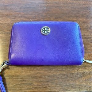 Tory Burch Bright Purple Robinson Wristlet Wallet